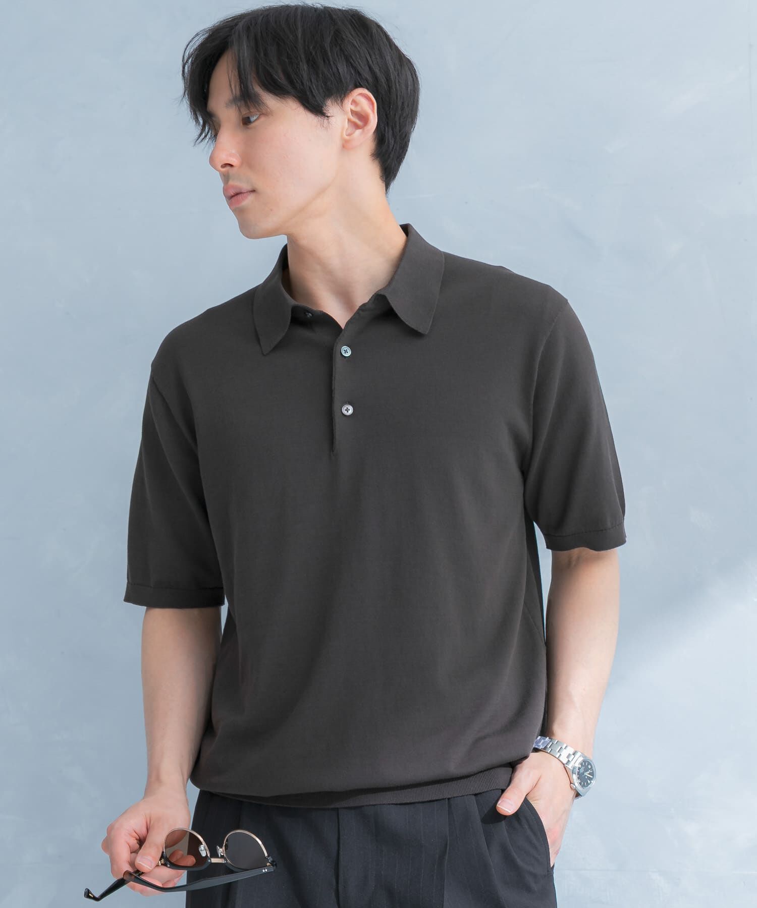 URBAN RESEARCH DOORS「LIFE STYLE TAILOR　ハイゲージ半袖ニットポロシャツ」|シャツ・ブラウス|