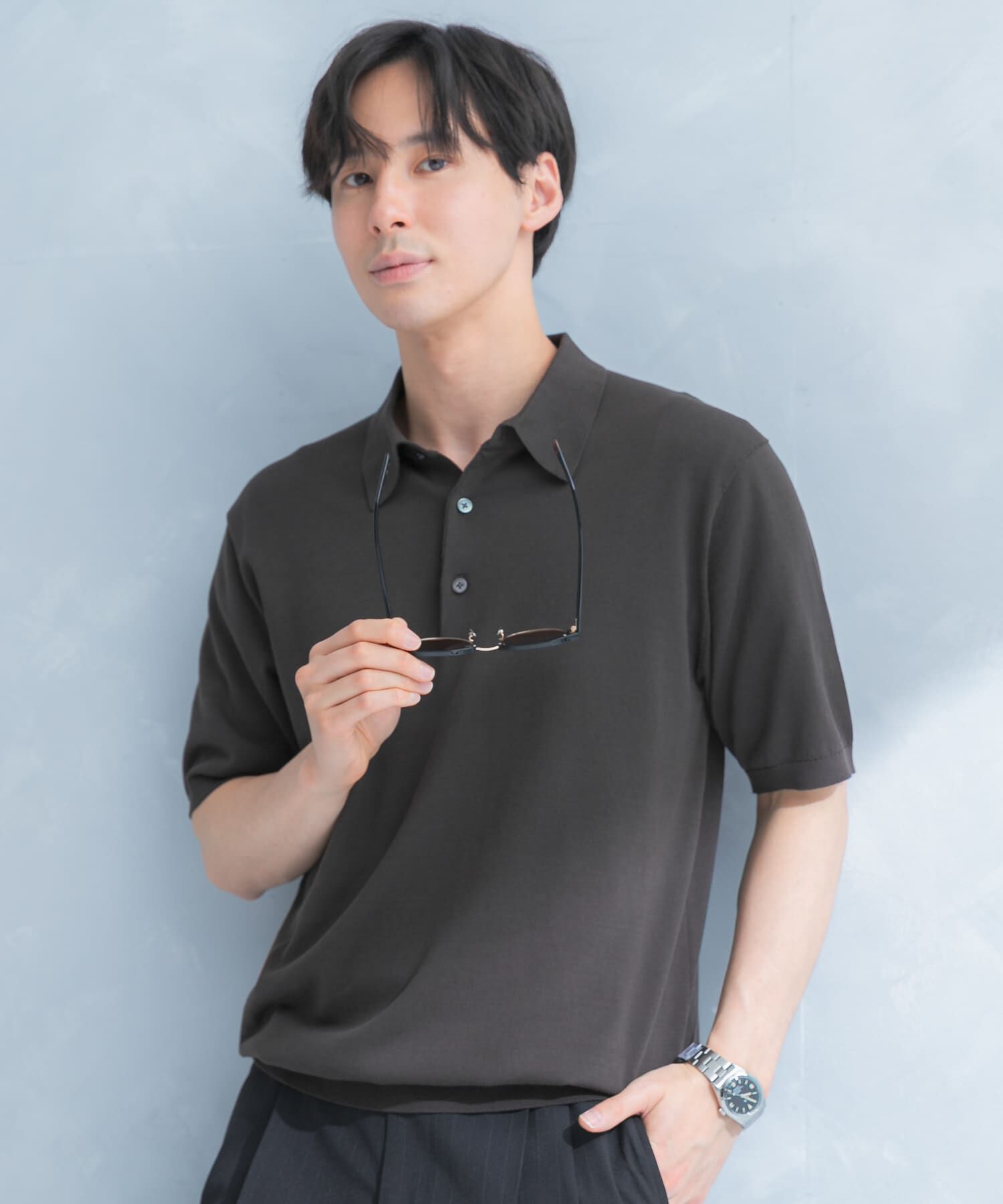 URBAN RESEARCH DOORS「LIFE STYLE TAILOR　ハイゲージ半袖ニットポロシャツ」|シャツ・ブラウス|