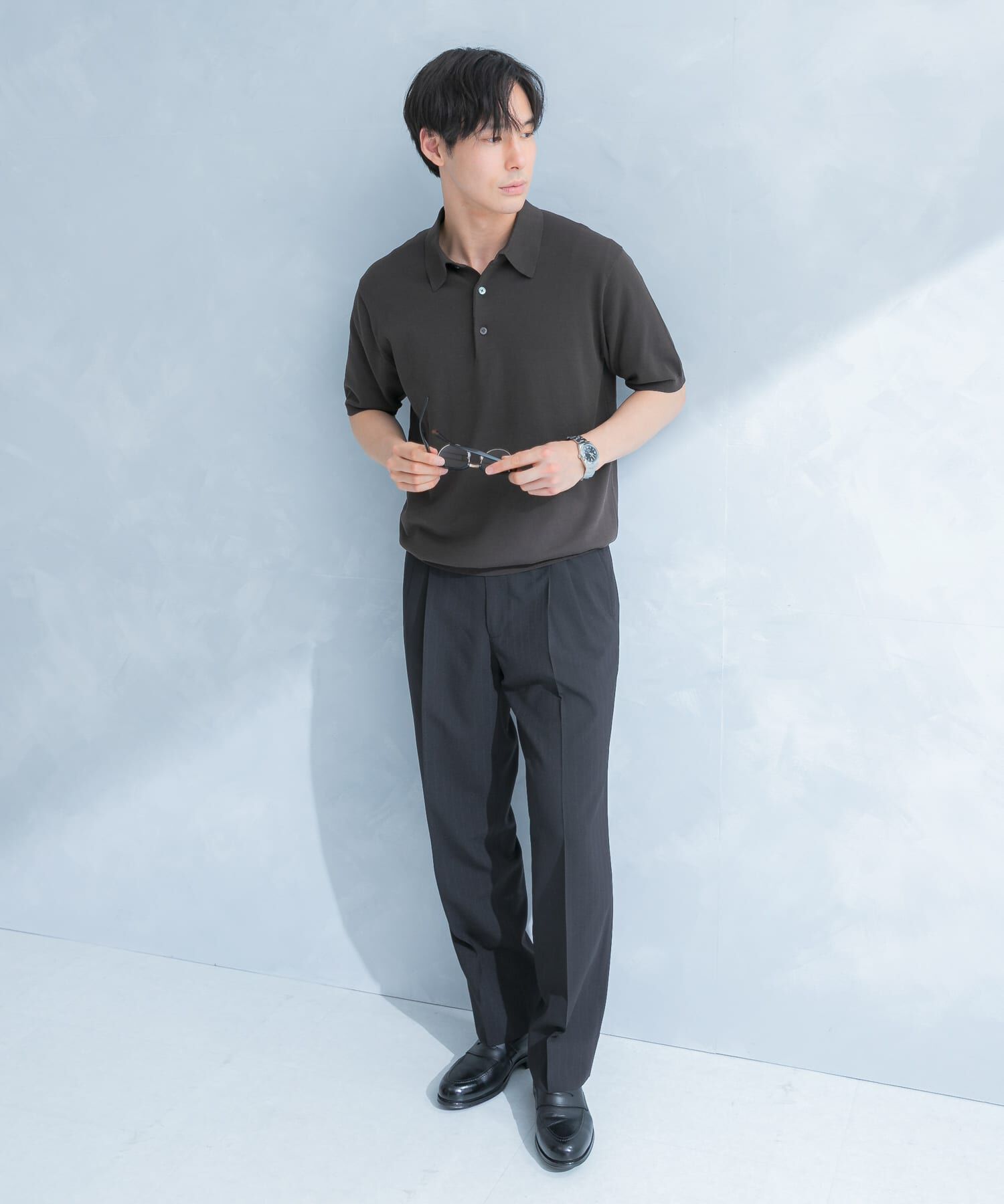 URBAN RESEARCH DOORS「LIFE STYLE TAILOR　ハイゲージ半袖ニットポロシャツ」|シャツ・ブラウス|