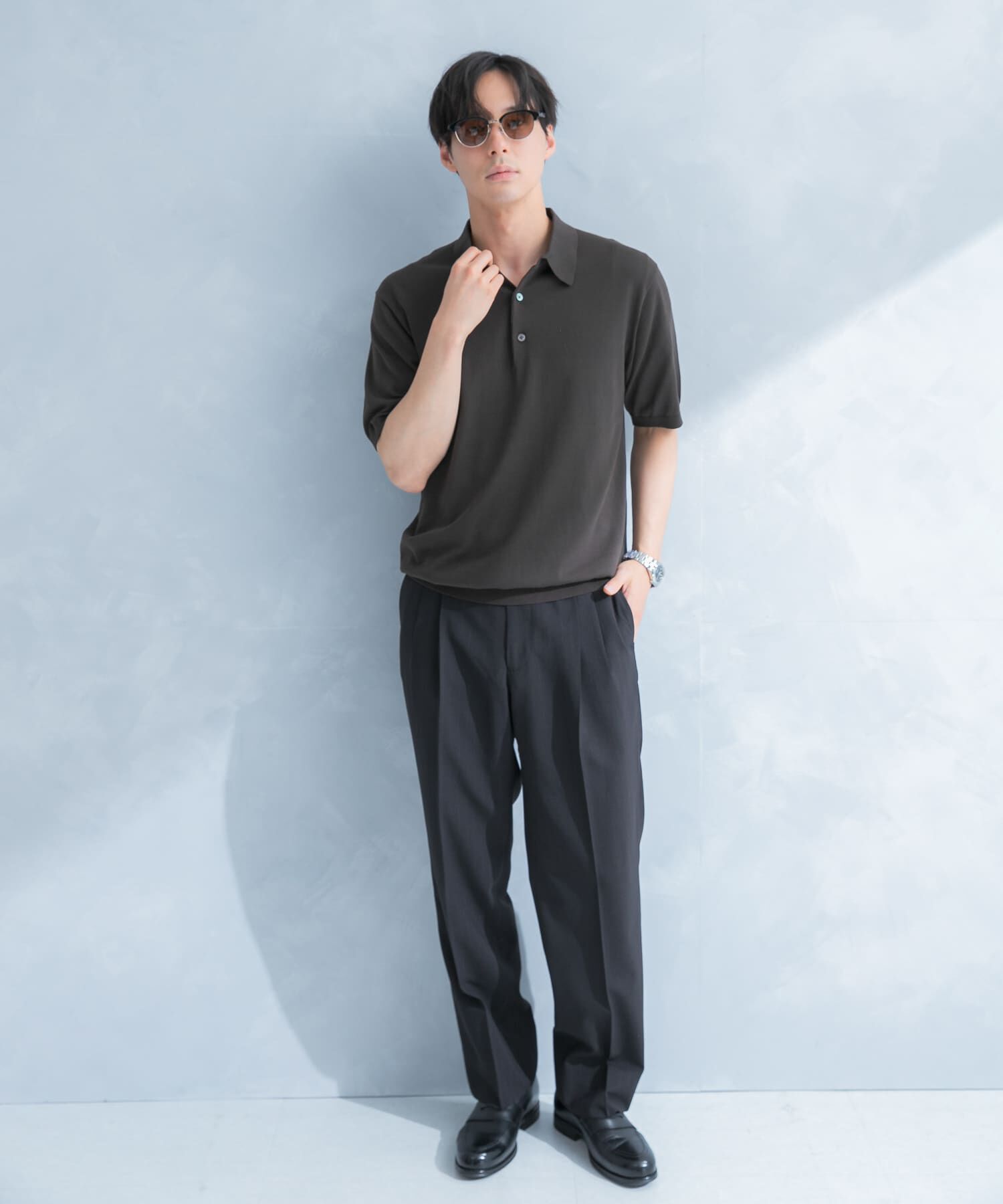 URBAN RESEARCH DOORS「LIFE STYLE TAILOR　ハイゲージ半袖ニットポロシャツ」|シャツ・ブラウス|