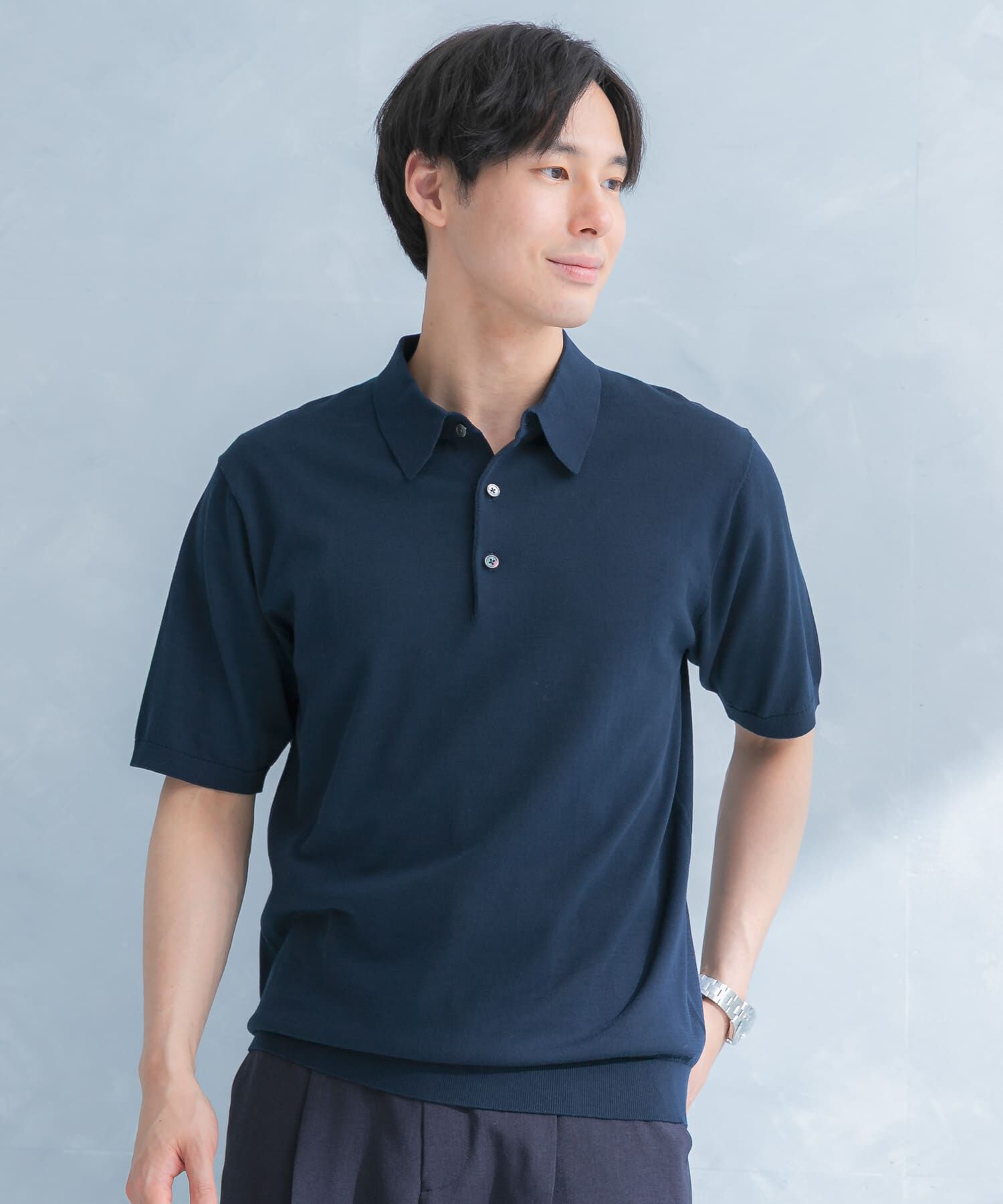 URBAN RESEARCH DOORS「LIFE STYLE TAILOR　ハイゲージ半袖ニットポロシャツ」|シャツ・ブラウス|