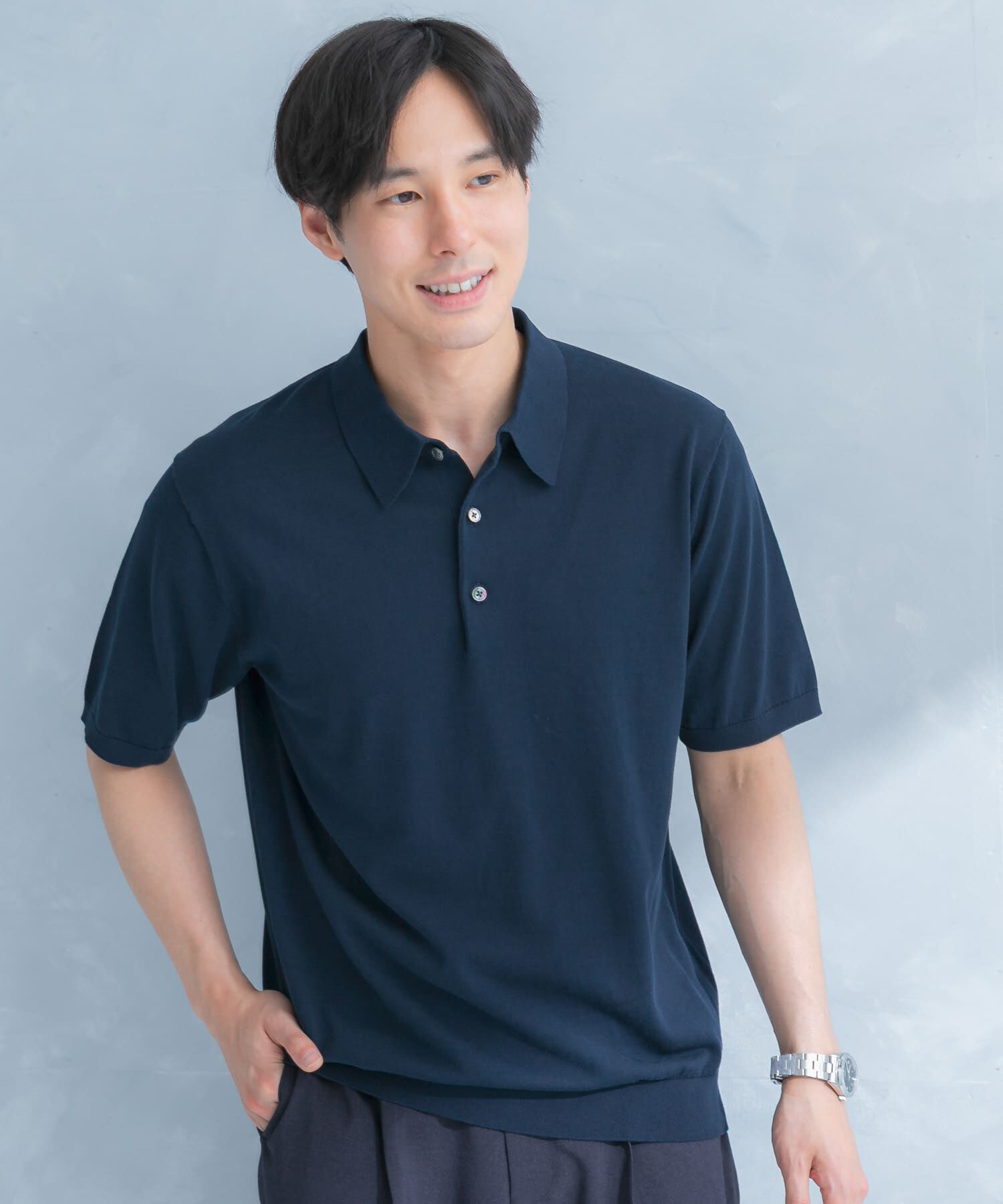 URBAN RESEARCH DOORS「LIFE STYLE TAILOR　ハイゲージ半袖ニットポロシャツ」|シャツ・ブラウス|