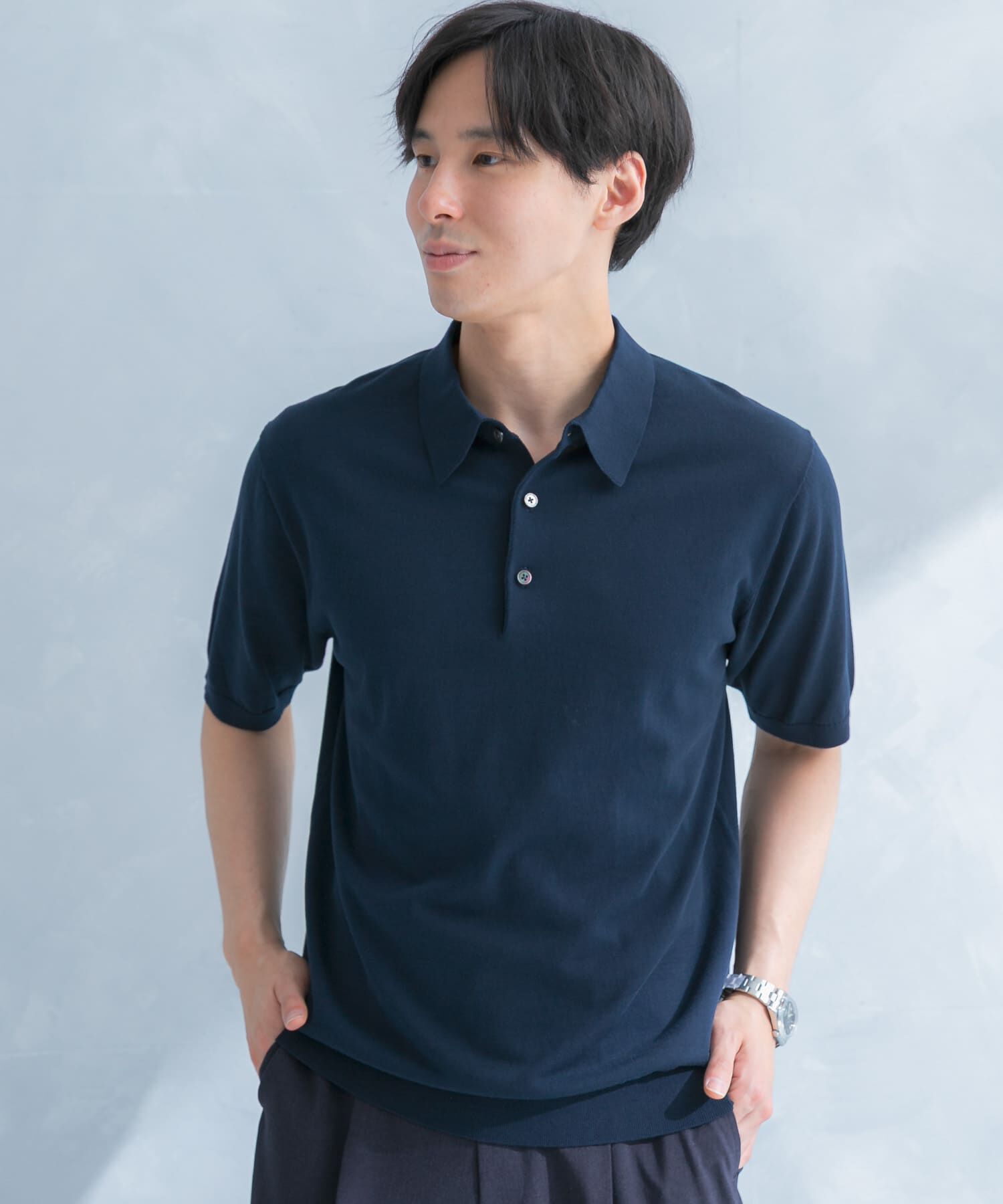 URBAN RESEARCH DOORS「LIFE STYLE TAILOR　ハイゲージ半袖ニットポロシャツ」|シャツ・ブラウス|