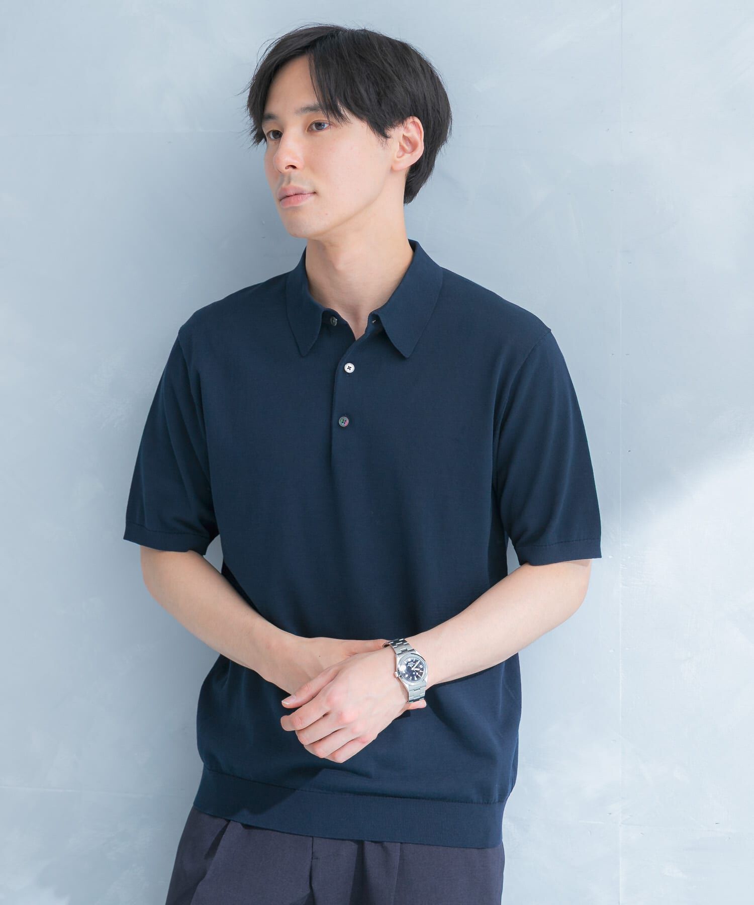 URBAN RESEARCH DOORS「LIFE STYLE TAILOR　ハイゲージ半袖ニットポロシャツ」|シャツ・ブラウス|