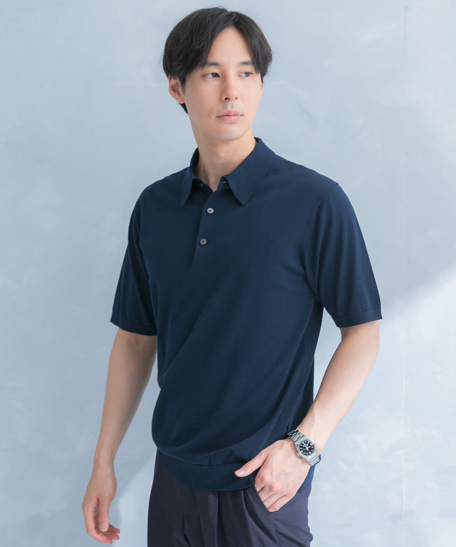 URBAN RESEARCH DOORS「LIFE STYLE TAILOR　ハイゲージ半袖ニットポロシャツ」|シャツ・ブラウス|