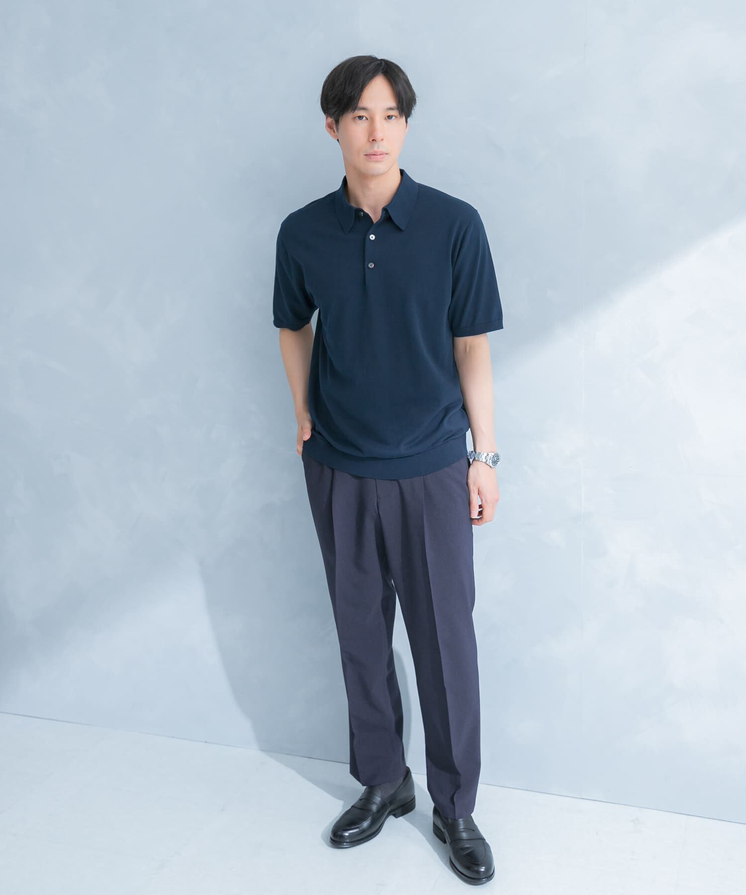 URBAN RESEARCH DOORS「LIFE STYLE TAILOR　ハイゲージ半袖ニットポロシャツ」|シャツ・ブラウス|