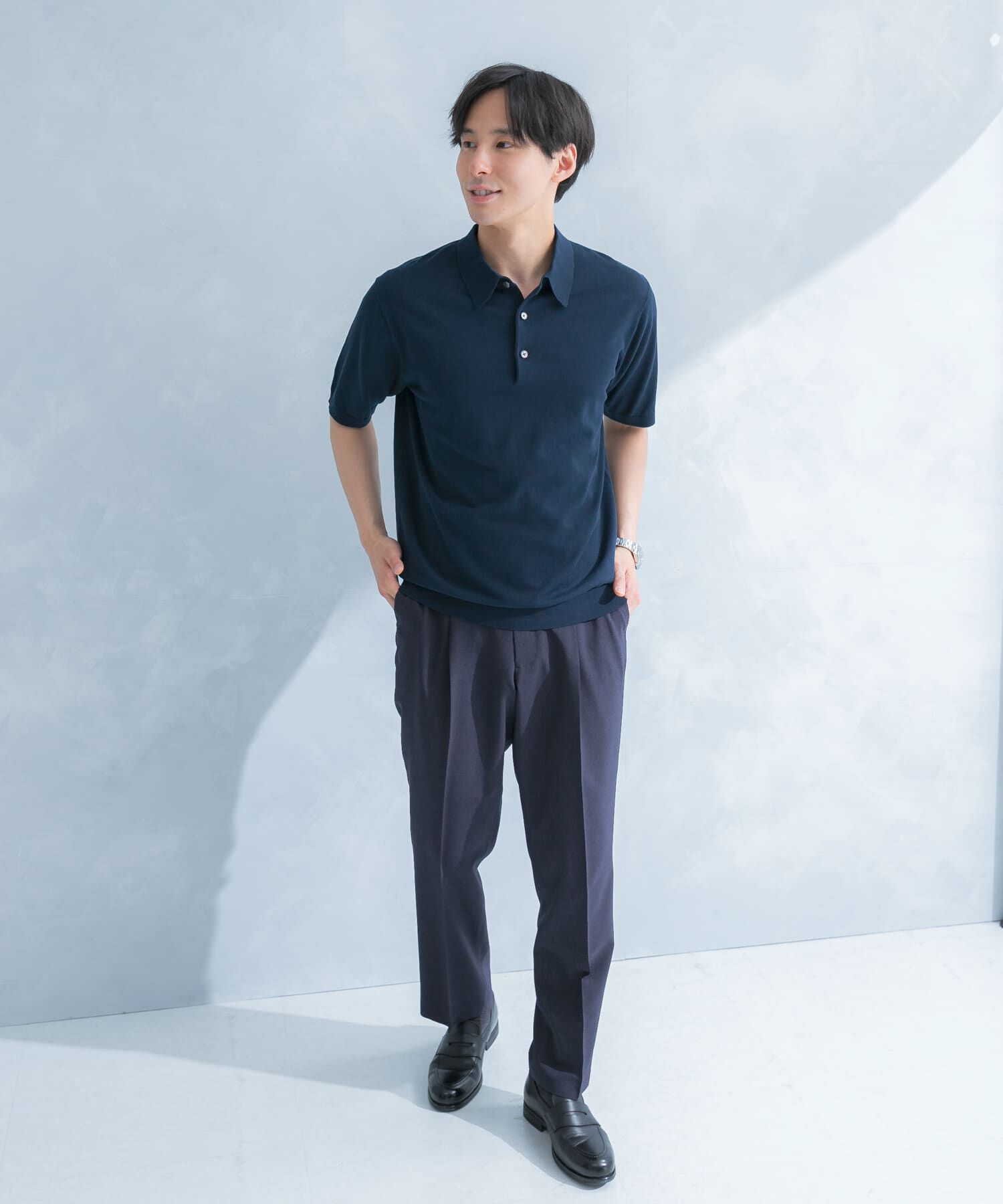 URBAN RESEARCH DOORS「LIFE STYLE TAILOR　ハイゲージ半袖ニットポロシャツ」|シャツ・ブラウス|