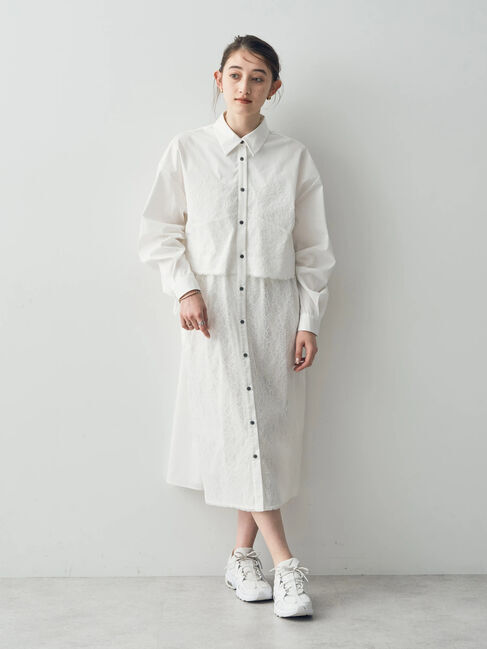 Editt by YECCA VECCA「レースドッキングシャツワンピース」|ワンピース|