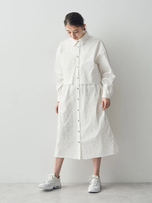 Editt by YECCA VECCA「レースドッキングシャツワンピース」|ワンピース|