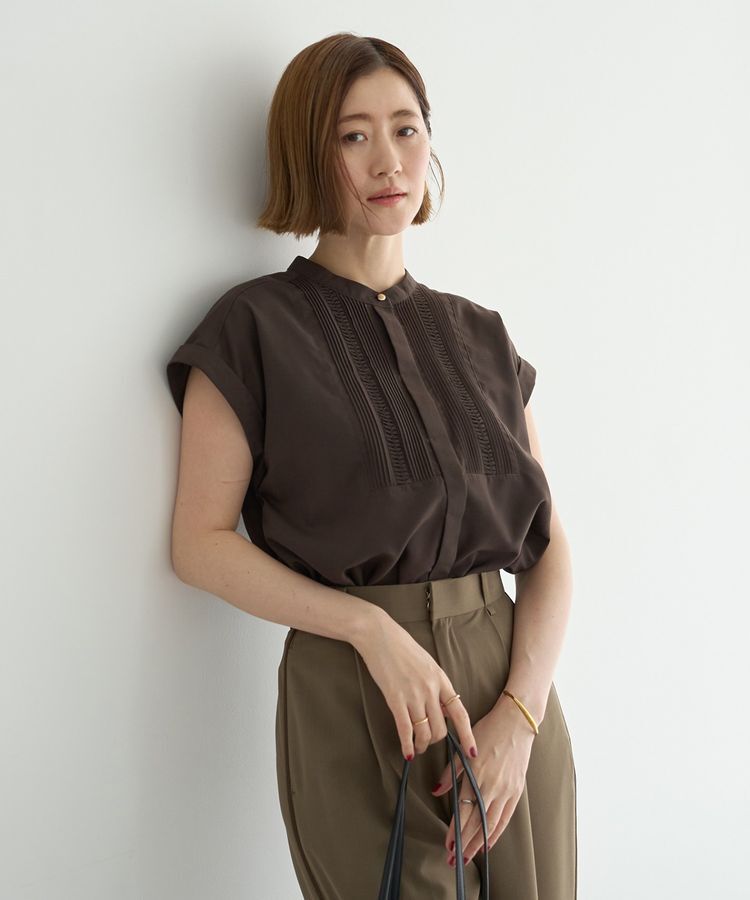YECCA VECCA「スモッキングピンタックシャツ」|シャツ・ブラウス|Brown