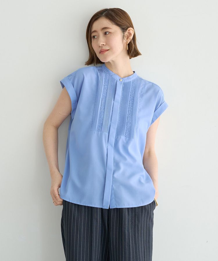 YECCA VECCA「スモッキングピンタックシャツ」|シャツ・ブラウス|Blue