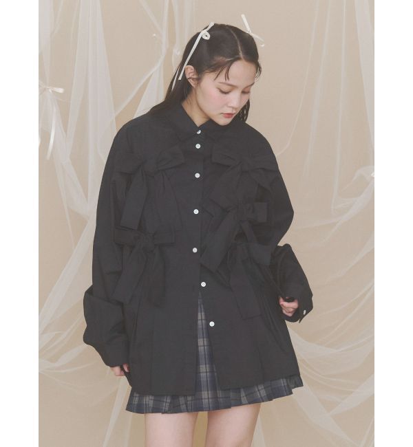 merry jenny「bon bon ribbon shirt」|シャツ・ブラウス|ブラック
