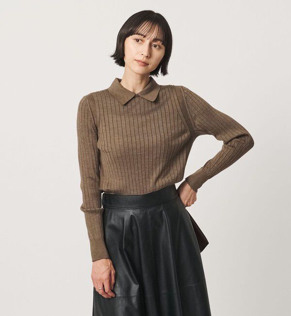 UNITED ARROWS「【別注】＜SLOANE＞ワイドリブ ポロニット」|Tシャツ・カットソー|