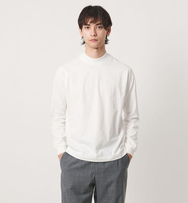 UNITED ARROWS「ALBINI オーガニックコトン モックネック ロングスリーブ Tシャツ 抗菌防臭」|Tシャツ・カットソー|