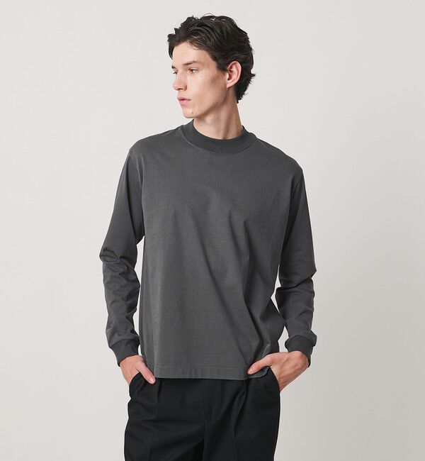UNITED ARROWS「ALBINI オーガニックコトン モックネック ロングスリーブ Tシャツ 抗菌防臭」|Tシャツ・カットソー|