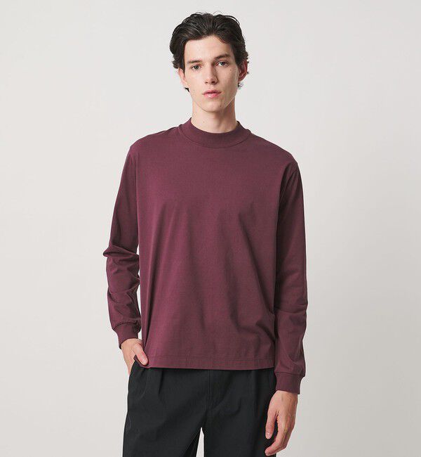 UNITED ARROWS「ALBINI オーガニックコトン モックネック ロングスリーブ Tシャツ 抗菌防臭」|Tシャツ・カットソー|WINE