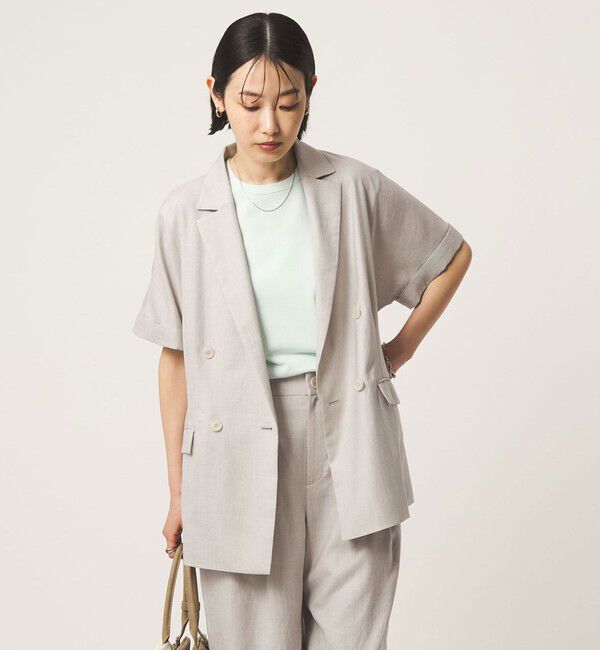 UNITED ARROWS green label relaxing「［size SHORTあり］ライト リネンライク ハーフスリーブ ジャケット UVカット 通気性」|テーラードジャケット|NATURAL