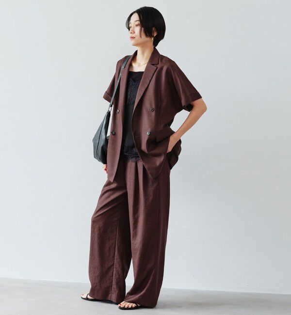 UNITED ARROWS green label relaxing「［size SHORTあり］ライト リネンライク ハーフスリーブ ジャケット UVカット 通気性」|テーラードジャケット|