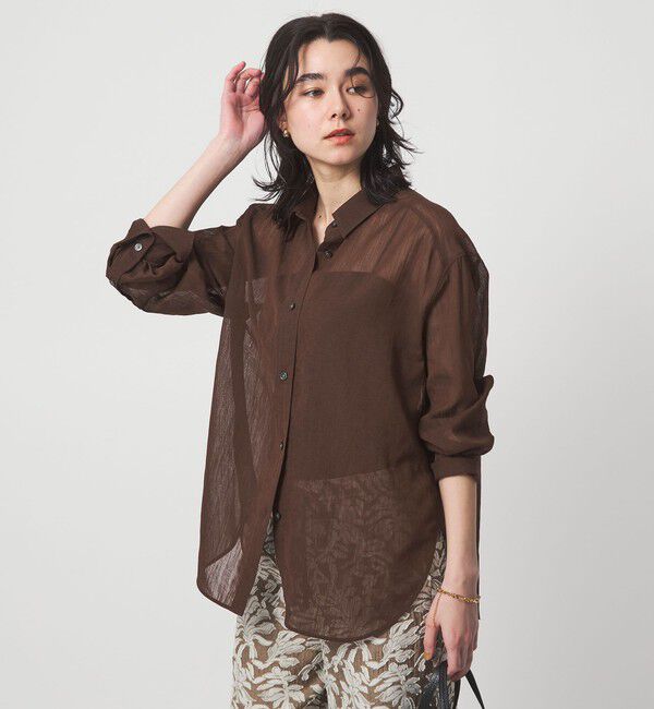 UNITED ARROWS green label relaxing「［size SHORTあり］ラミーライク ロングスリーブシャツ 通気性」|シャツ・ブラウス|
