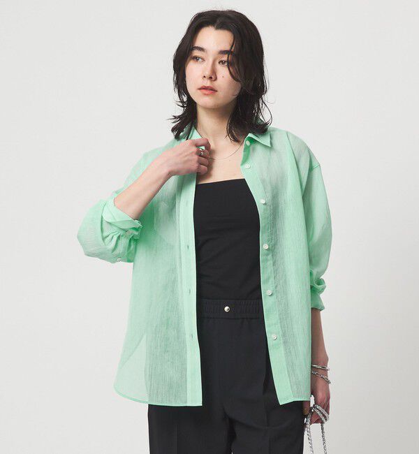 UNITED ARROWS green label relaxing「［size SHORTあり］ラミーライク ロングスリーブシャツ 通気性」|シャツ・ブラウス|