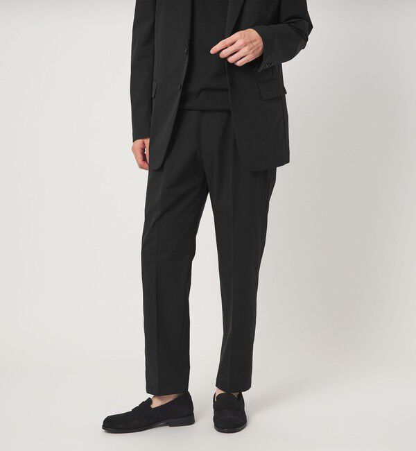 UNITED ARROWS green label relaxing「A+ PERTEX UNLIMITED コットンライク リラックス 1プリーツ スラックス セットアップパンツ -ウォッシャブ」|スラックス|BLACK