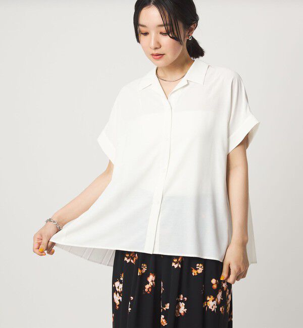 UNITED ARROWS green label relaxing「【WEB限定】＜at ease＞バック プリーツ ブラウス UVカット 通気性」|シャツ・ブラウス|WHITE