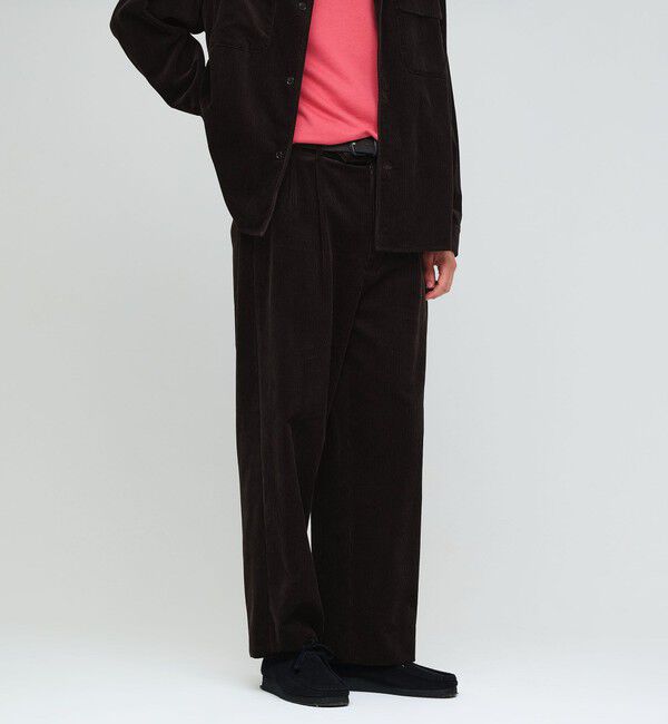 UNITED ARROWS green label relaxing「FINE BASIC スビン コーデュロイ スラックス W4」|チノ|DK.BROWN
