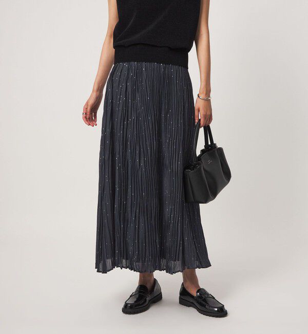 UNITED ARROWS green label relaxing「［size SHORT/TALLあり］ドット プリーツ スカート」|スカート|NAVY