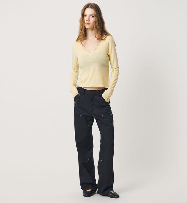 ATTISESSION「＜ATTISESSION＞Vネック ロングスリーブ トップス」|Tシャツ・カットソー|YELLOW