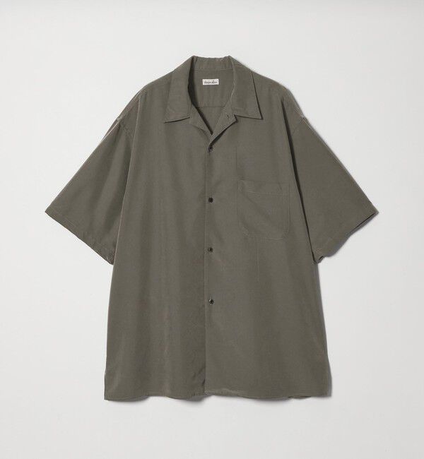 STEVEN ALAN「＜Steven Alan＞ ドレープ オープンカラー ショートスリーブ シャツ BOX」|シャツ・ブラウス|DK.GREEN