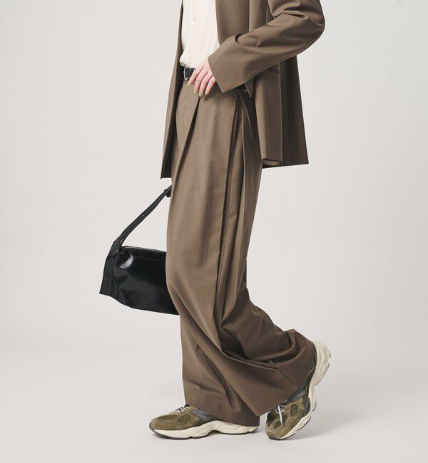 BEAUTY&YOUTH UNITED ARROWS「毛ポリエステルブレンド トロピカル サイドタック ワイドパンツ」|スラックス|