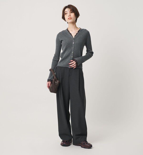 BEAUTY&YOUTH UNITED ARROWS「コットンカシミヤ レーストリム Vネックカーディガン ウォッシャブル」|カーディガン|