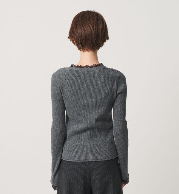 BEAUTY&YOUTH UNITED ARROWS「コットンカシミヤ レーストリム Vネックカーディガン ウォッシャブル」|カーディガン|