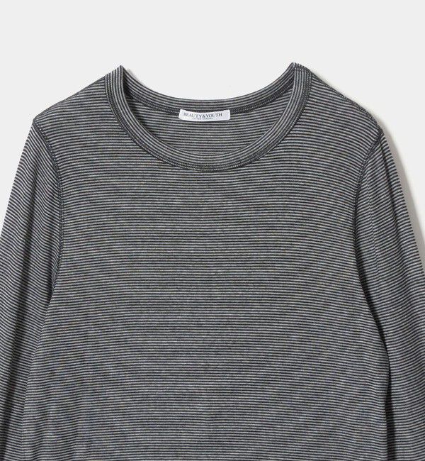 BEAUTY&YOUTH UNITED ARROWS「毛セルロースブレンド クルーネック カットソー/ボーダー」|Tシャツ・カットソー|