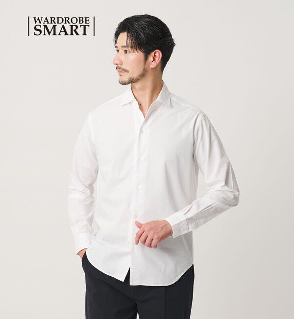 BEAUTY&YOUTH UNITED ARROWS「【WEB限定 WARDROBE SMART】コットン ワイドカラー スキッパー シャツ」|シャツ・ブラウス|WHITE