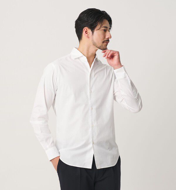 BEAUTY&YOUTH UNITED ARROWS「【WEB限定 WARDROBE SMART】コットン ワイドカラー スキッパー シャツ」|シャツ・ブラウス|