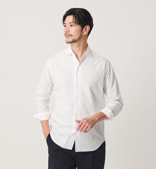BEAUTY&YOUTH UNITED ARROWS「【WEB限定 WARDROBE SMART】コットン ワイドカラー スキッパー シャツ」|シャツ・ブラウス|