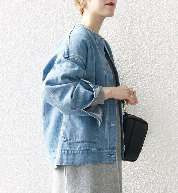 SHIPS any「ノーカラー デニム ブルゾン［SHIPS any DENIM］」|デニムジャケット|