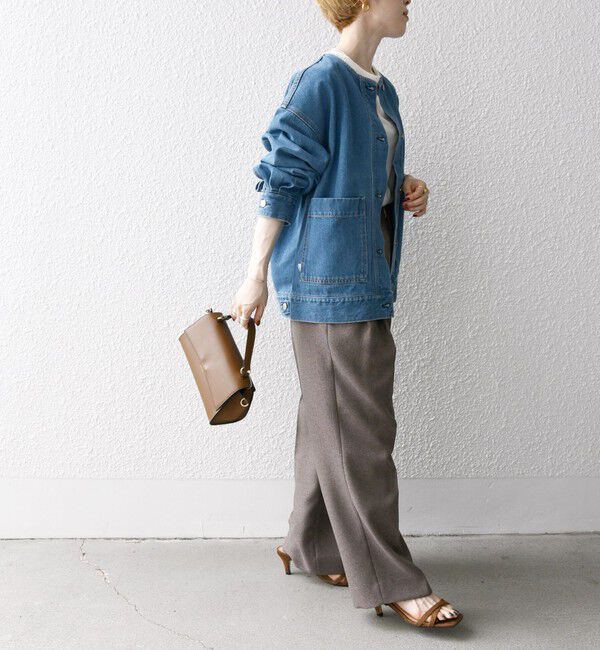 SHIPS any「ノーカラー デニム ブルゾン［SHIPS any DENIM］」|デニムジャケット|