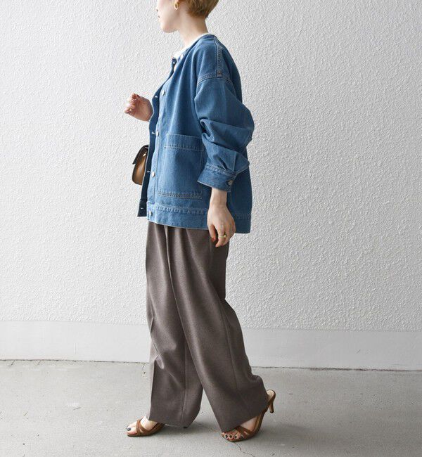 SHIPS any「ノーカラー デニム ブルゾン［SHIPS any DENIM］」|デニムジャケット|