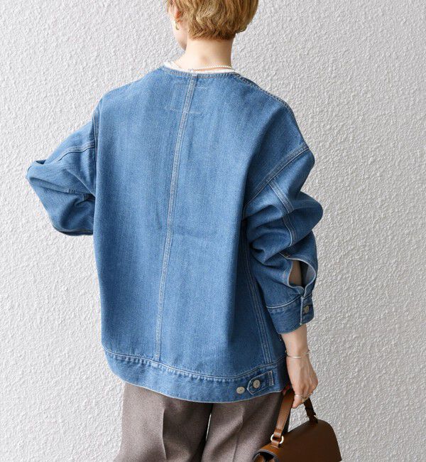 SHIPS any「ノーカラー デニム ブルゾン［SHIPS any DENIM］」|デニムジャケット|