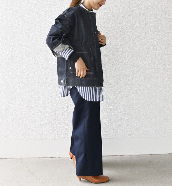SHIPS any「ノーカラー デニム ブルゾン［SHIPS any DENIM］」|デニムジャケット|