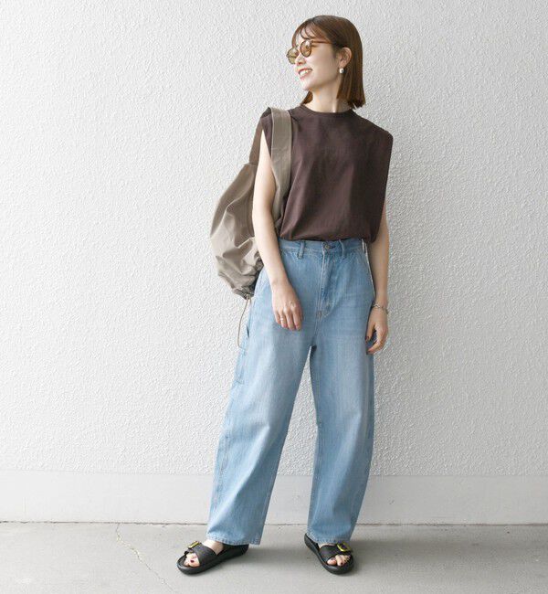 SHIPS any「SHIPS any:〈抗菌防臭/洗濯機可能〉USAコットン ラウンドヘム ノースリーブ TEE」|Tシャツ・カットソー|
