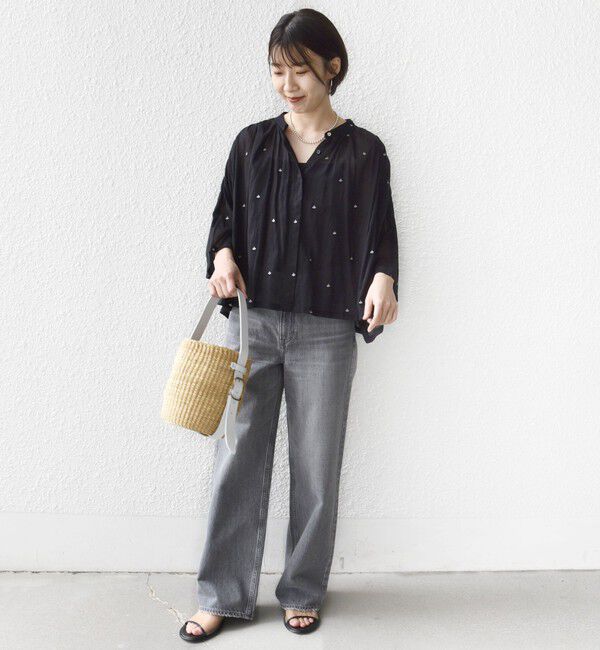 SHIPS for women「〈手洗い可能〉コットン オーガンジー リーフ 刺繍 羽織 ブラウス」|シャツ・ブラウス|