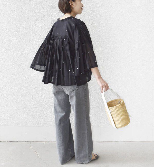 SHIPS for women「〈手洗い可能〉コットン オーガンジー リーフ 刺繍 羽織 ブラウス」|シャツ・ブラウス|