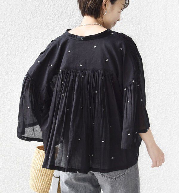 SHIPS for women「〈手洗い可能〉コットン オーガンジー リーフ 刺繍 羽織 ブラウス」|シャツ・ブラウス|