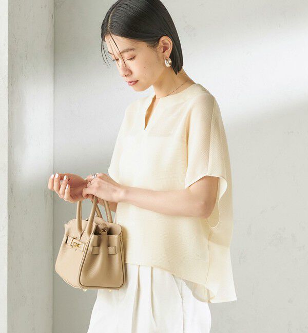 SHIPS for women「〈手洗い可能〉ミニ チェック カラミ スキッパー プルオーバー」|シャツ・ブラウス|アイボリー