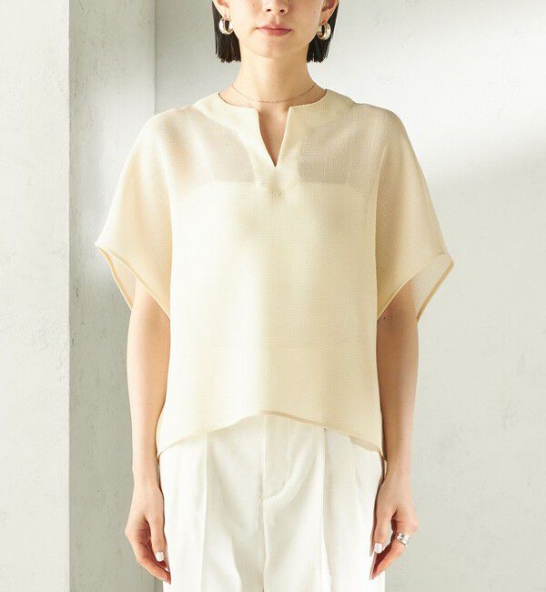 SHIPS for women「〈手洗い可能〉ミニ チェック カラミ スキッパー プルオーバー」|シャツ・ブラウス|