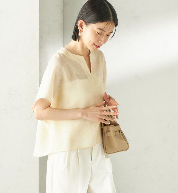 SHIPS for women「〈手洗い可能〉ミニ チェック カラミ スキッパー プルオーバー」|シャツ・ブラウス|