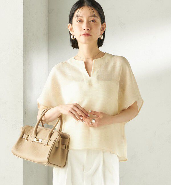 SHIPS for women「〈手洗い可能〉ミニ チェック カラミ スキッパー プルオーバー」|シャツ・ブラウス|
